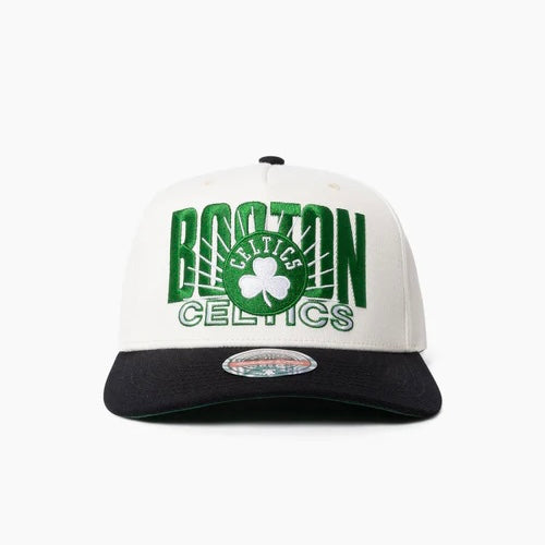 Boston Celtics Hat - White Black 2-Tone Post Up MVP NBA Snapback Cap - Mitchell & Ness