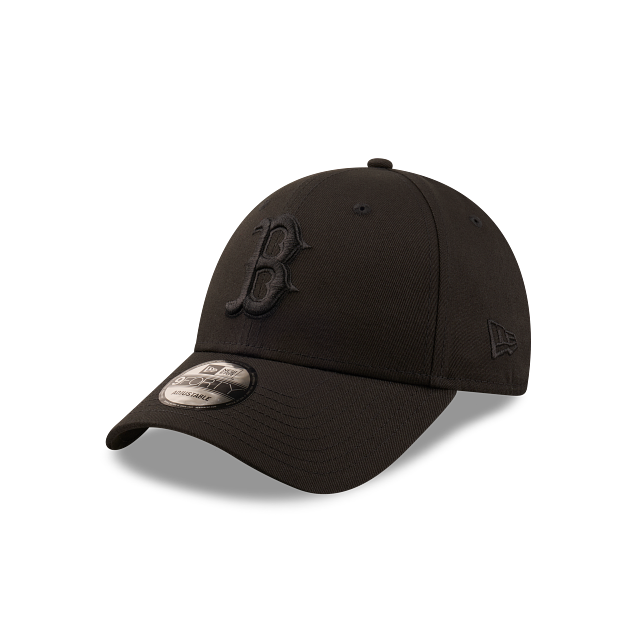 Boston Red Sox Hat - Core Black on Black MLB 9Forty Strapback Cap - New Era