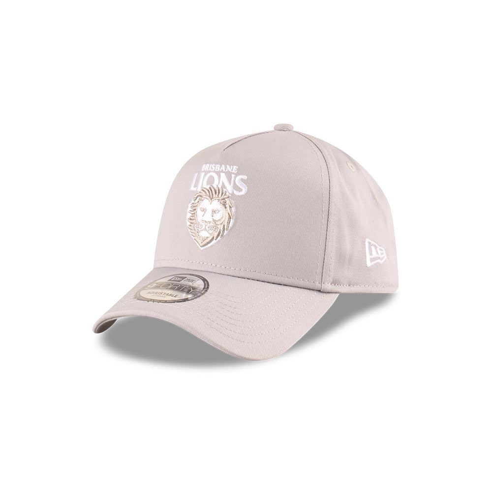Brisbane Lions Hat - 2025 Grey White 9Forty A-Frame AFL Snapback Cap - New Era