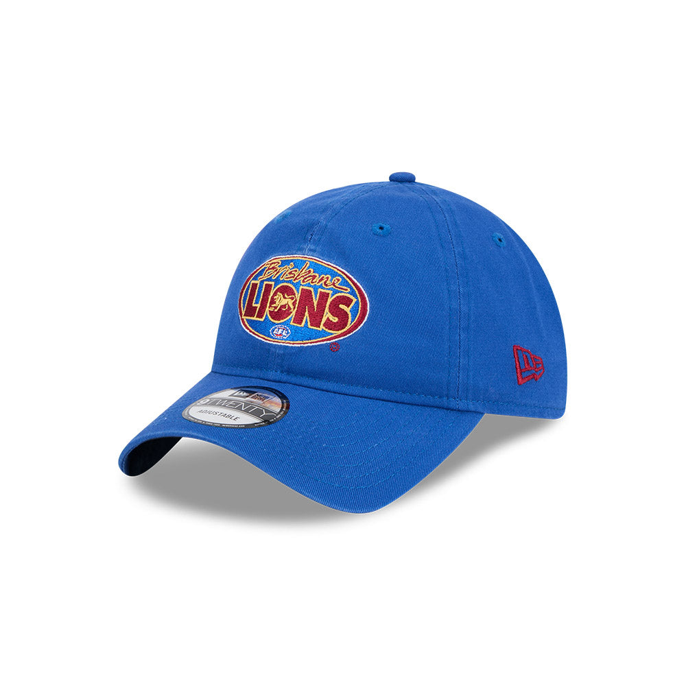 Brisbane Lions Hat - AFL 2025 Retro Washed 9Twenty Strapback Cap - New Era