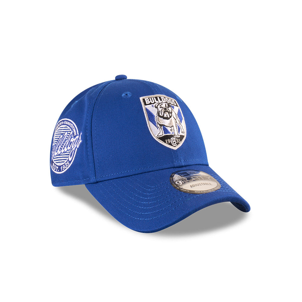 Canterbury-Bankstown Bulldogs Youth Hat - NRL 2025 Badged Blue OTC 9Forty Kids Strapback Cap - New Era