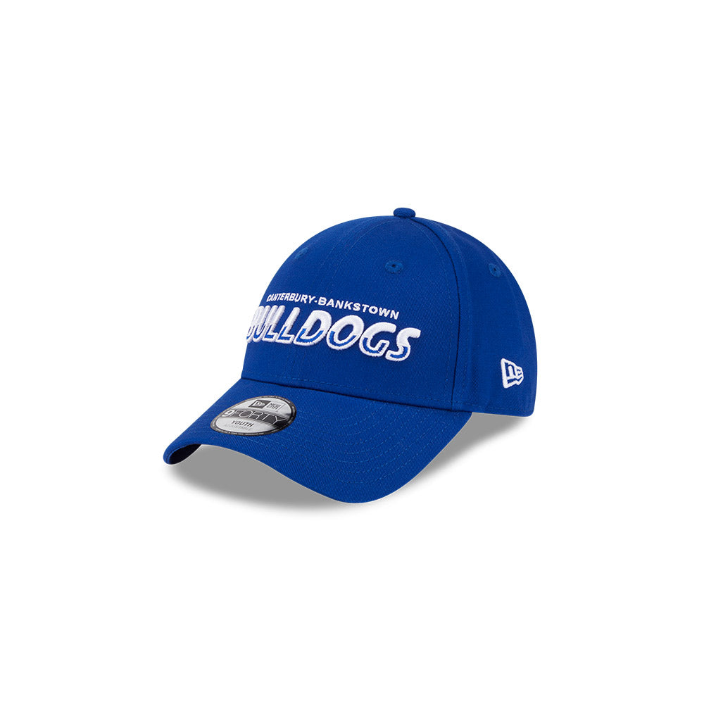 Canterbury-Bankstown Bulldogs Youth Hat - NRL Split Script Blue OTC 9Forty Kids Strapback Cap - New Era