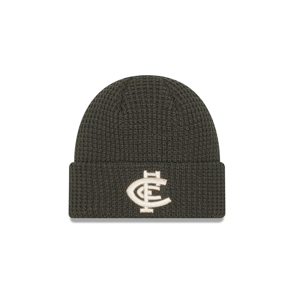 Carlton Blues Beanie - 2025 AFL Dusty Charcoal Waffle Knit - New Era