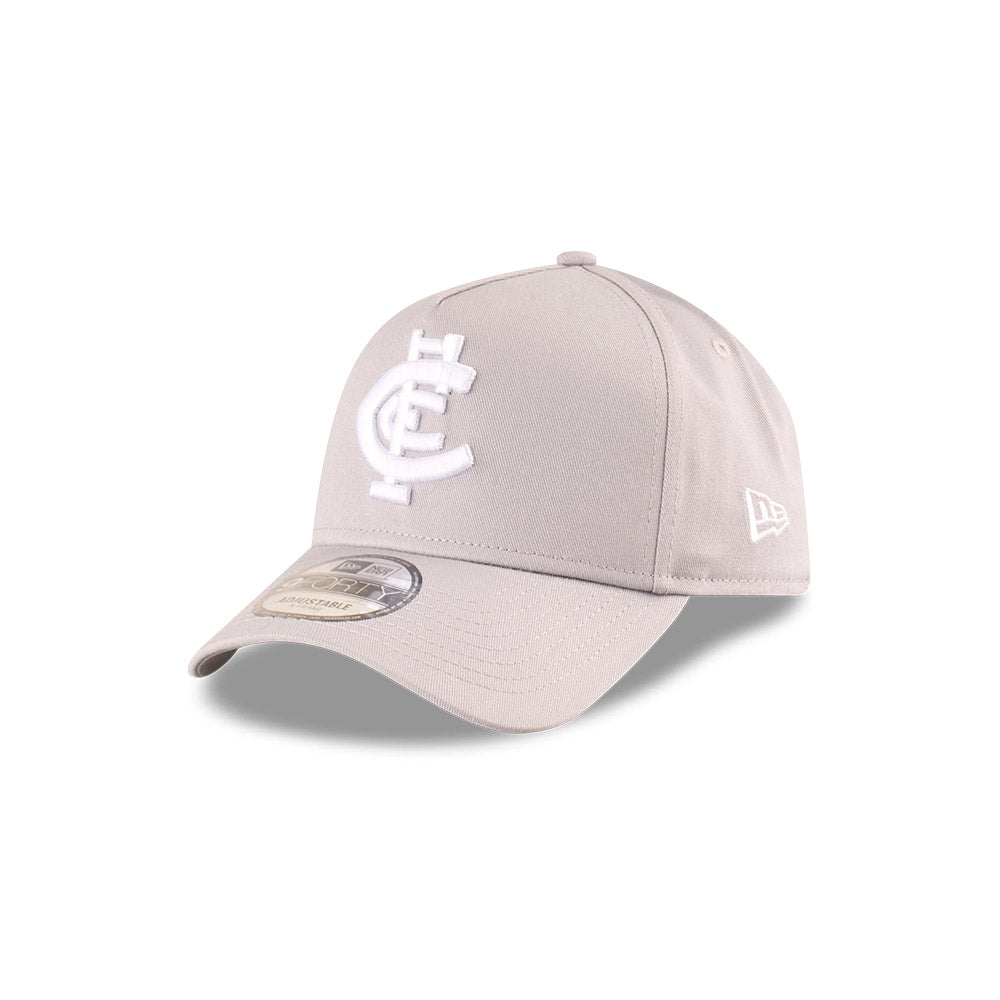 Carlton Blues Hat - 2025 Grey White 9Forty A-Frame AFL Snapback Cap - New Era