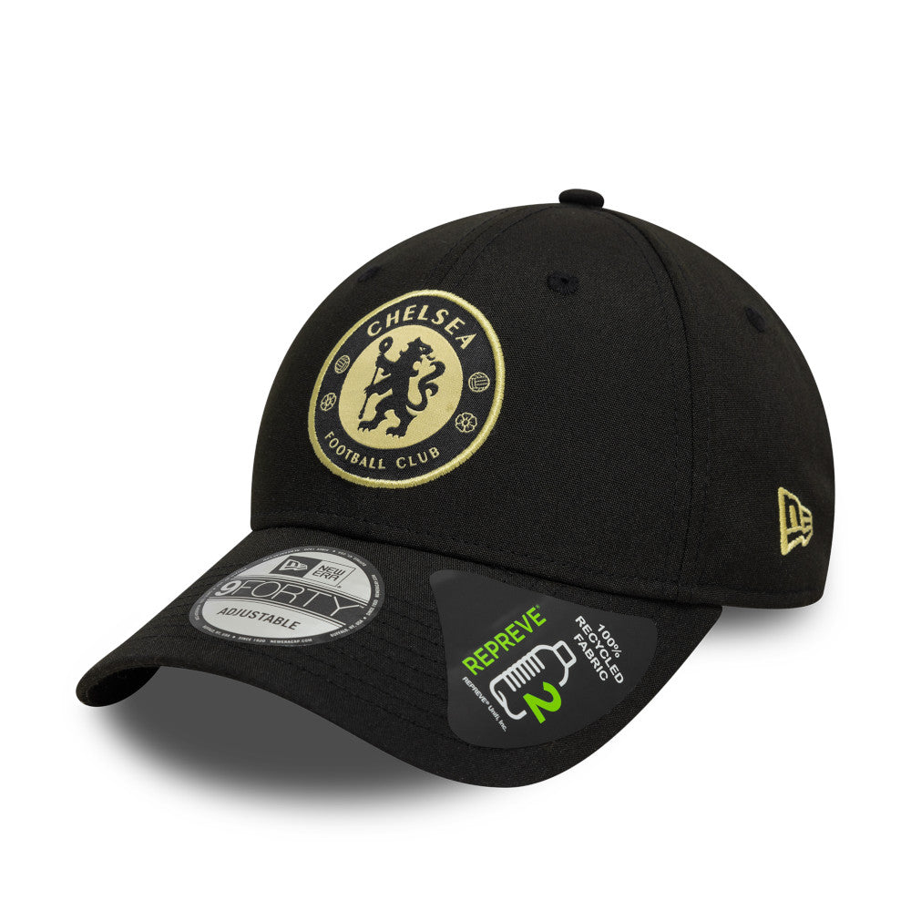 Chelsea FC Hat - Seasonal Pop Black EPL 9Forty Strapback Cap - New Era