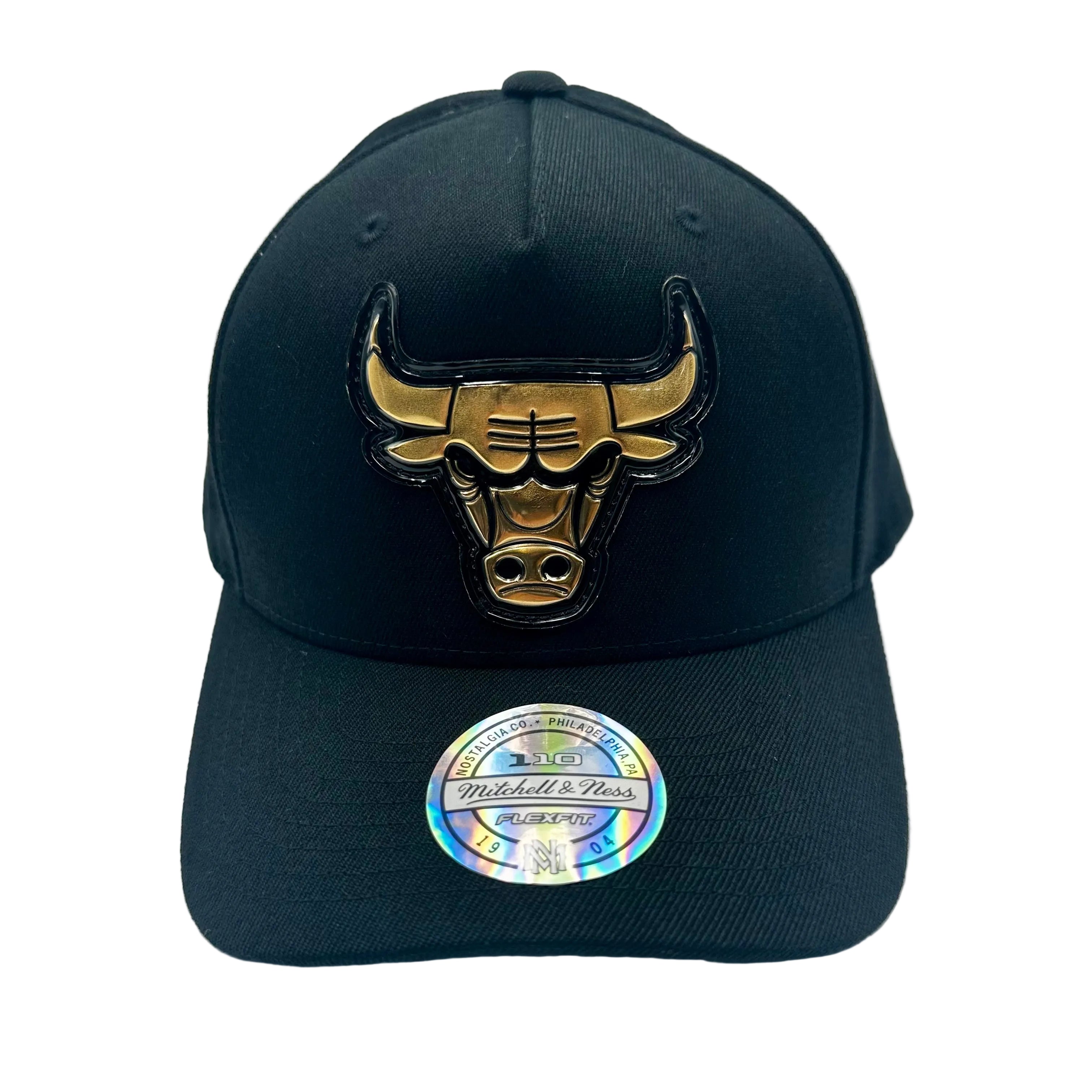 Chicago Bulls Hat - Black Weald 5Panel 110 Flexfit NBA Basketball Snapback Cap - Mitchell & Ness