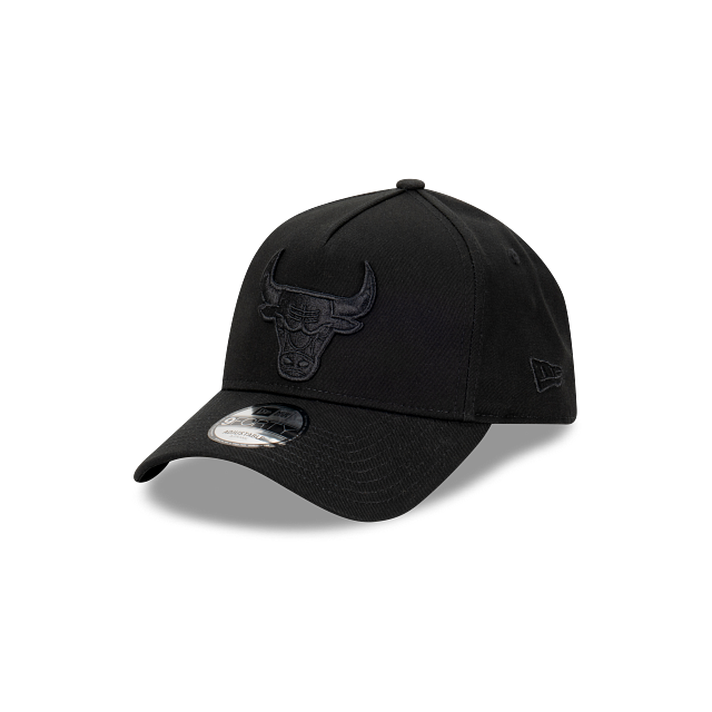 Chicago Bulls Hat - Black on Black 9Forty A-Frame NBA Snapback Cap - New Era