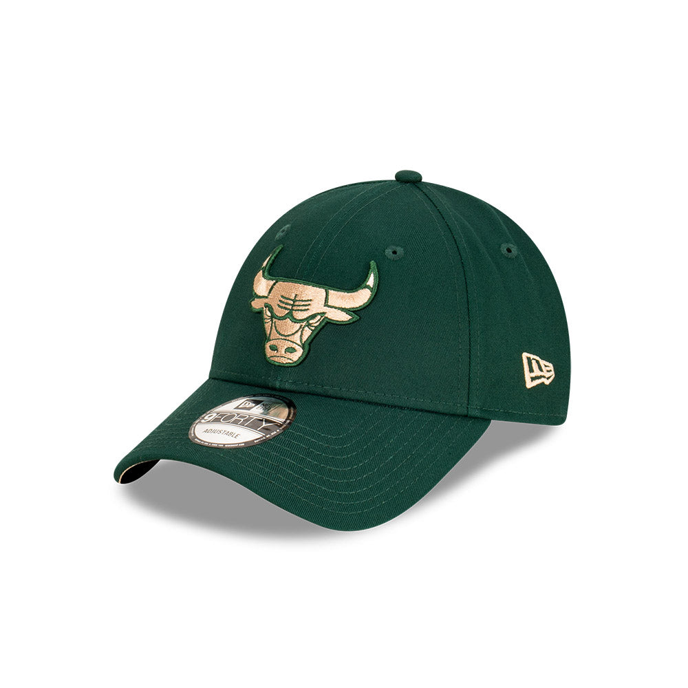 Chicago Bulls Hat - Dark Green Camel Stone NBA 9Forty Strapback Cap - New Era