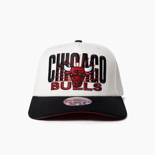 Chicago Bulls Hat - White Black 2-Tone Post Up MVP NBA Snapback Cap - Mitchell & Ness