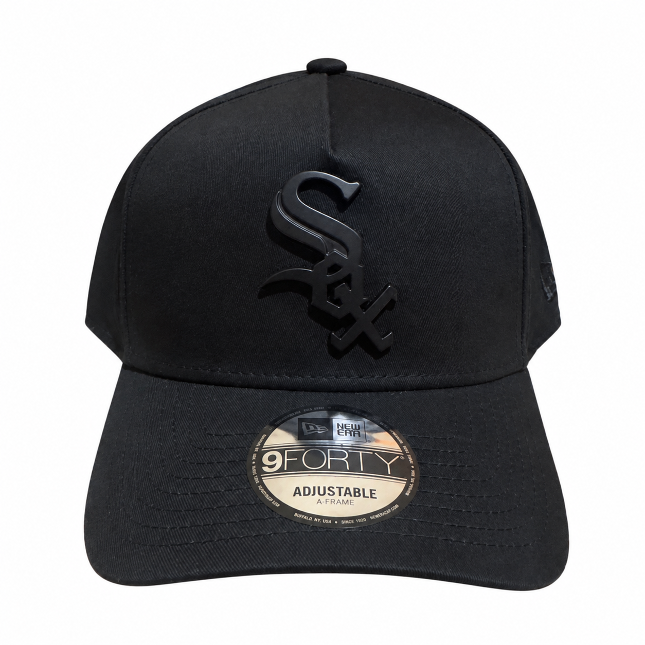 Chicago White Sox Hat - Black on Black Metal Badge Best of Archive 9Forty A-Frame MLB Snapback Cap - New Era