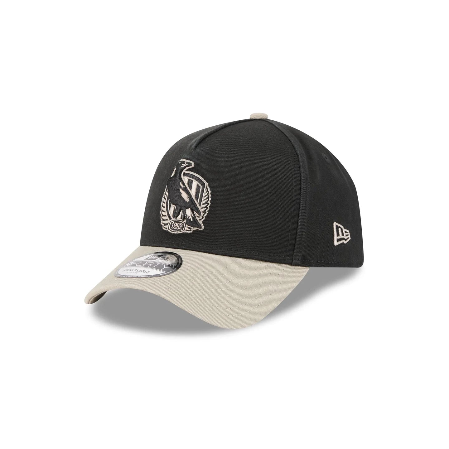 Collingwood Magpies Hat - 2-Tone Pebble Supporter Summer 9Forty A-Frame AFL Snapback Cap - New Era