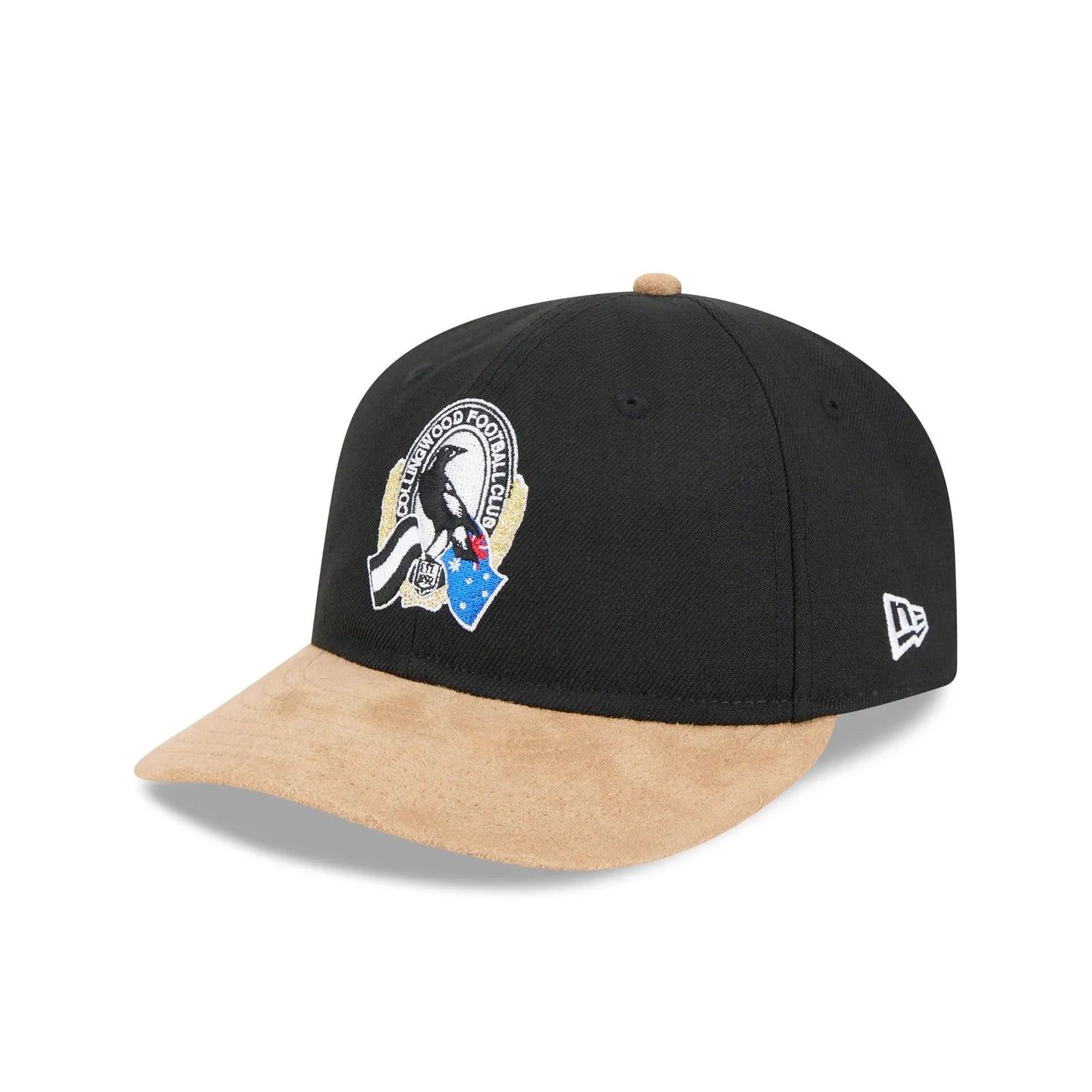 Collingwood Magpies Hat - AFL 2025 Retro Contrast Suede 9Fifity Strapback Cap - New Era