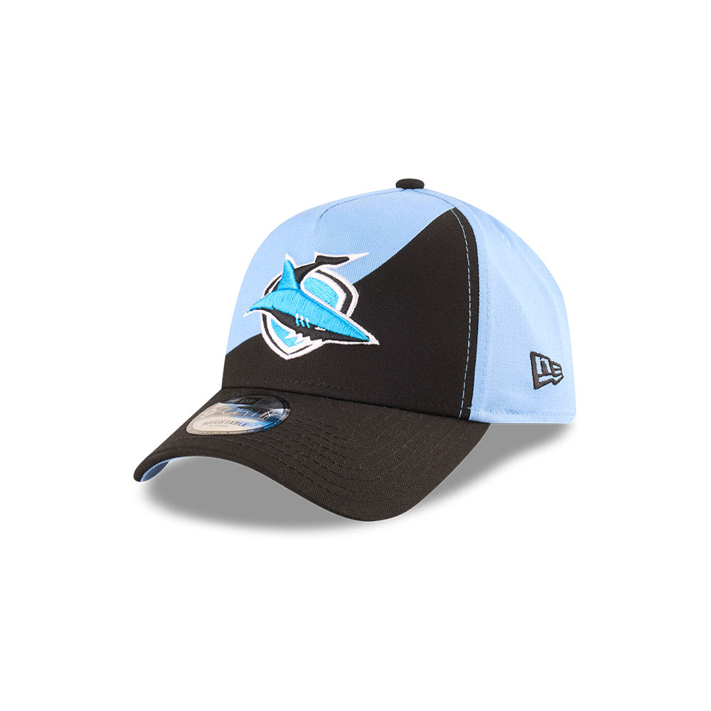 Cronulla-Sutherland Sharks Hat - 2025 Blue Flow 9Forty A-Frame NRL Snapback Cap - New Era