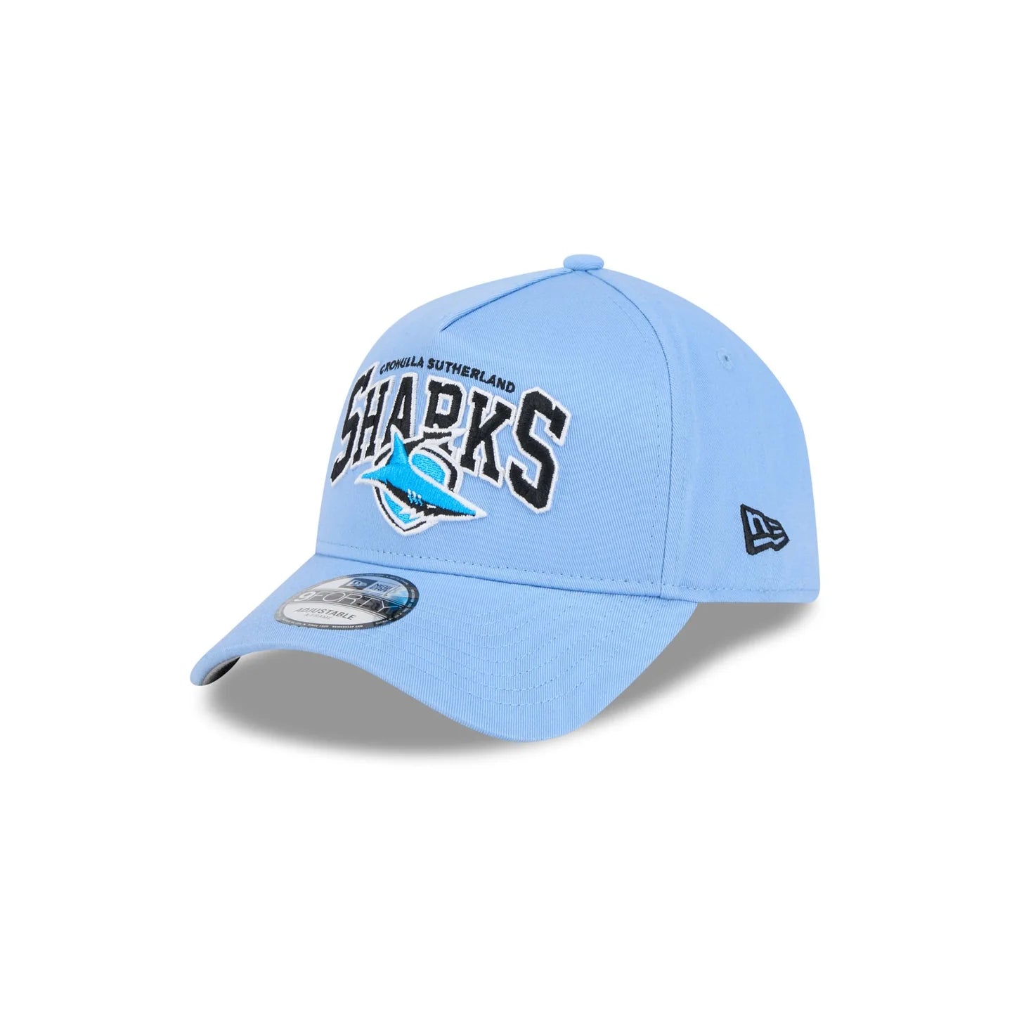 Cronulla-Sutherland Sharks Hat - Blue Logo Arch 9Forty A-Frame NRL Snapback Cap - New Era
