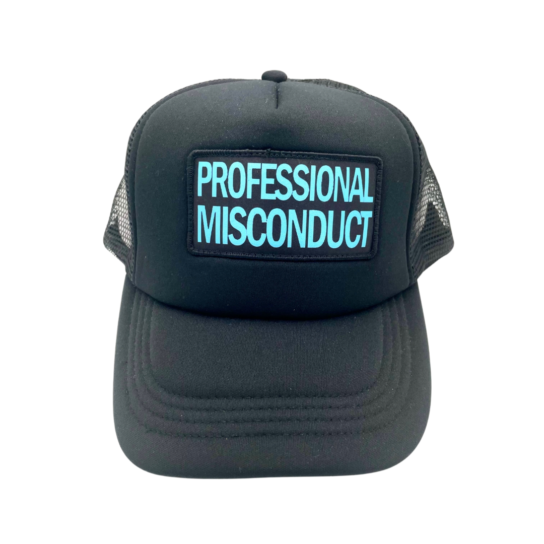 St Freddes Trucker Hat - Black Professional Misconduct Lettering Foam Palette Trucker Snapback Cap