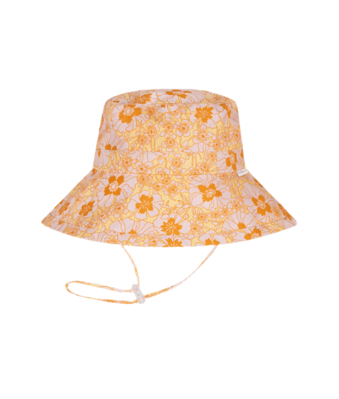 Millymook Girls Wide Brim Bucket Hat - Orange Flower Pattern - Magnolia
