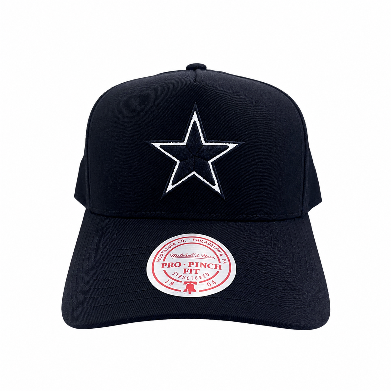 Dallas Cowboys Hat - Black and White Pro Pinch NFL American Football Snapback Cap - Mitchell & Ness