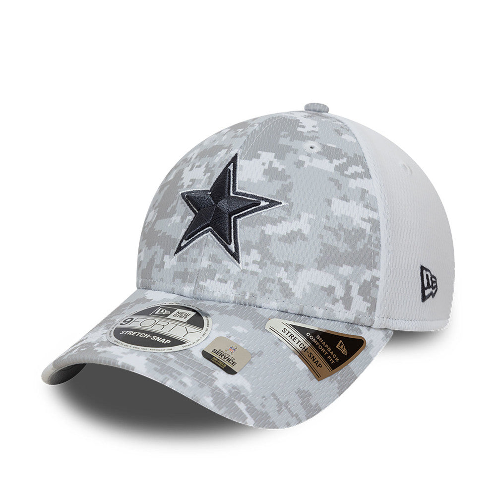 Dallas Cowboys Hat - Grey Camouflage Salute To Service NFL 9Forty Stretch Snapback Cap - New Era