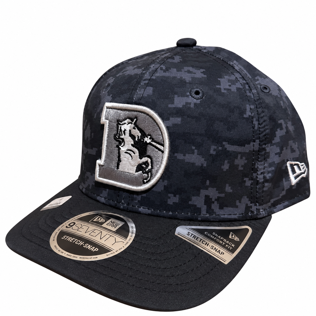 Denver Broncos Hat - Dark Camo Salute To Service Alternate NFL 9Seventy Adjustable Stretch Snapback Cap - New Era