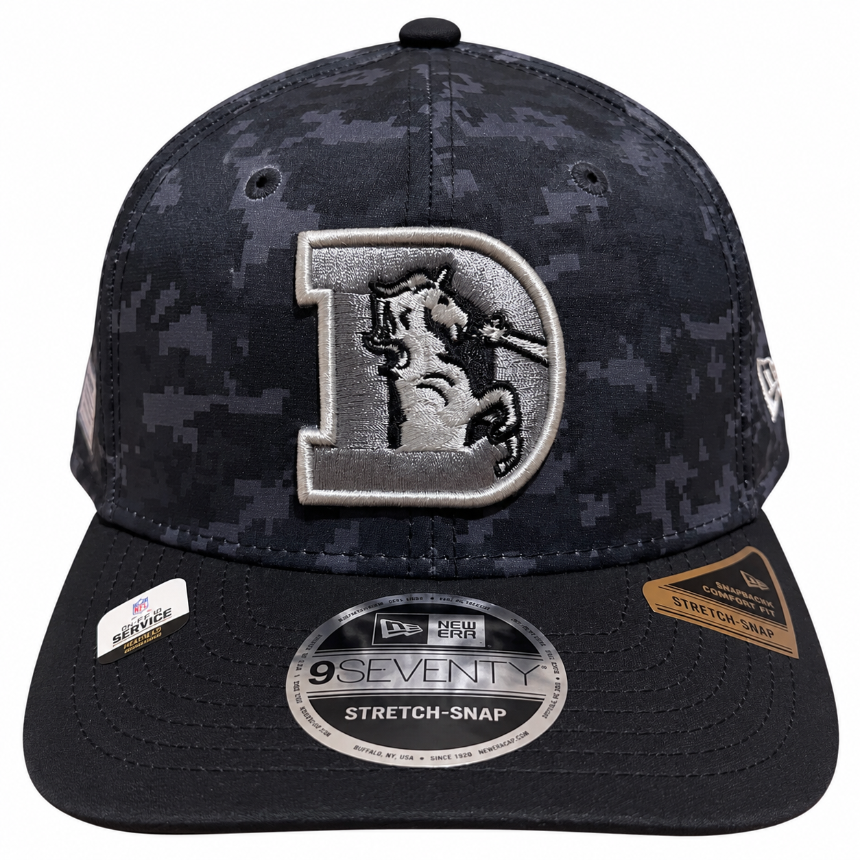 Denver Broncos Hat - Dark Camo Salute To Service Alternate NFL 9Seventy Adjustable Stretch Snapback Cap - New Era 1