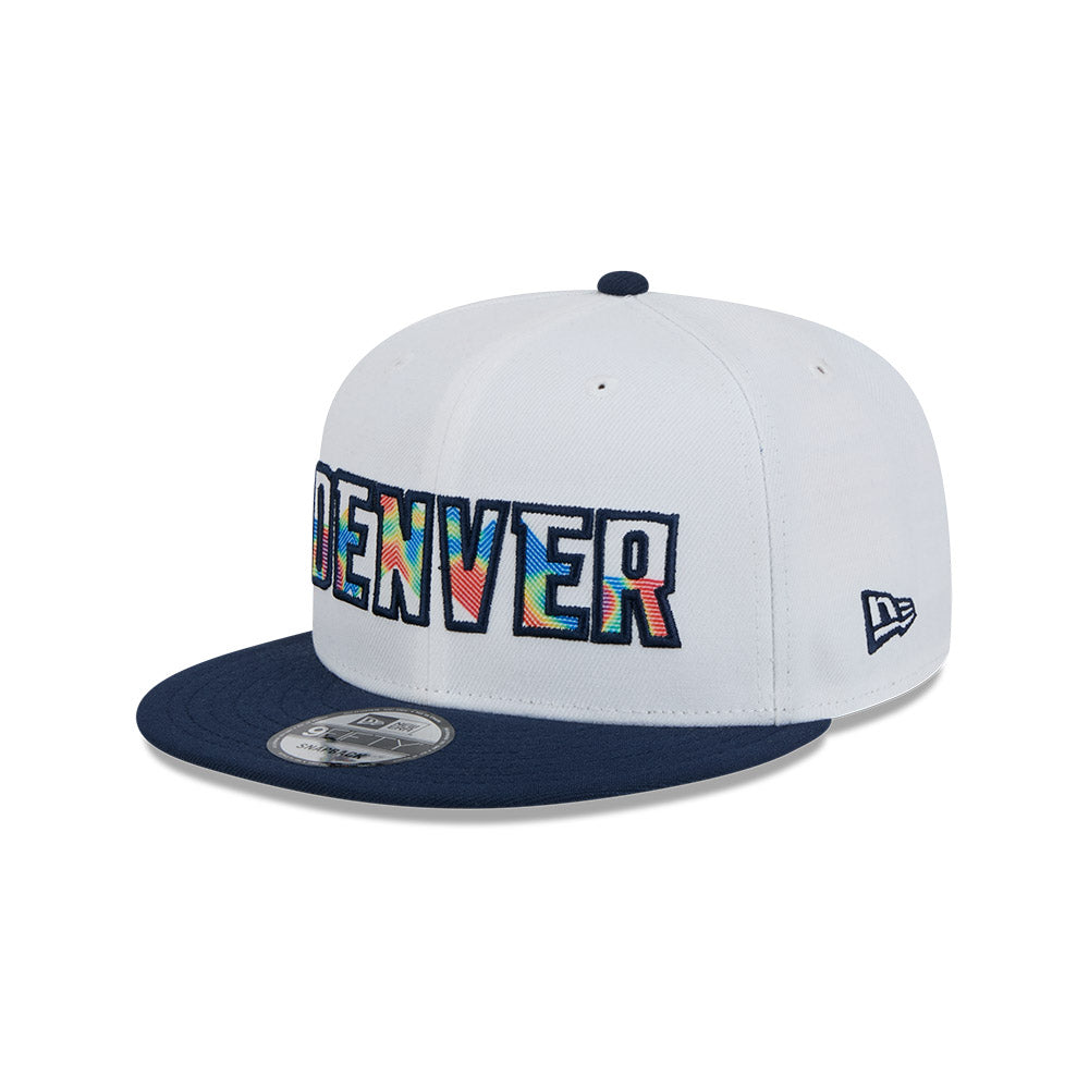 Denver Nuggets Hat - NBA 2024-2025 City Edition White Navy 9Fifty Snapback Cap - New Era