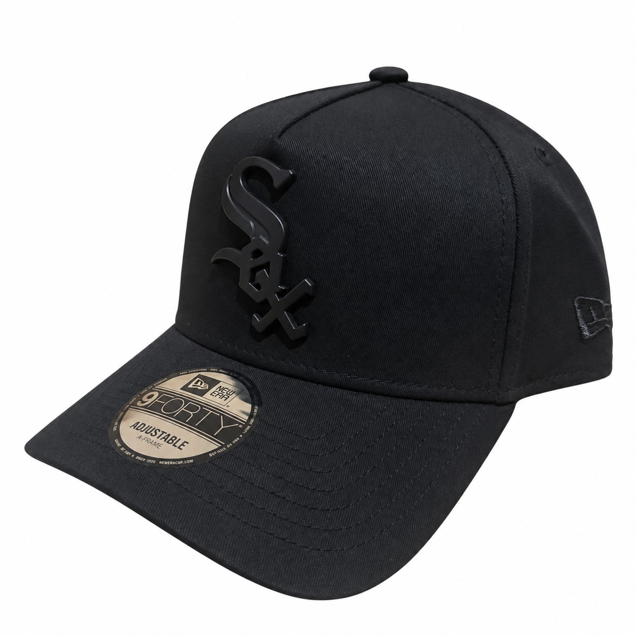 Chicago White Sox Hat - Black on Black Metal Badge Best of Archive 9Forty A-Frame MLB Snapback Cap - New Era