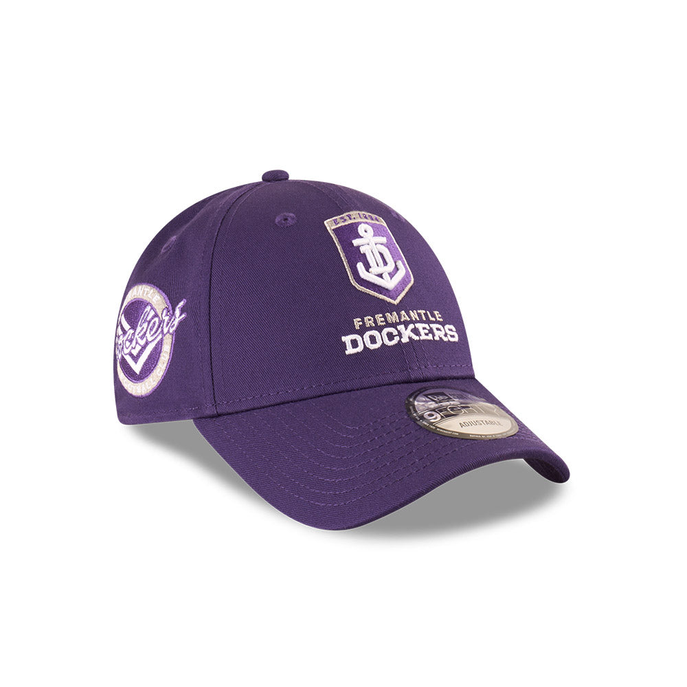 Fremantle Dockers Hat - 2025 AFL Badged Purple OTC 9Forty Strapback Cap - New Era