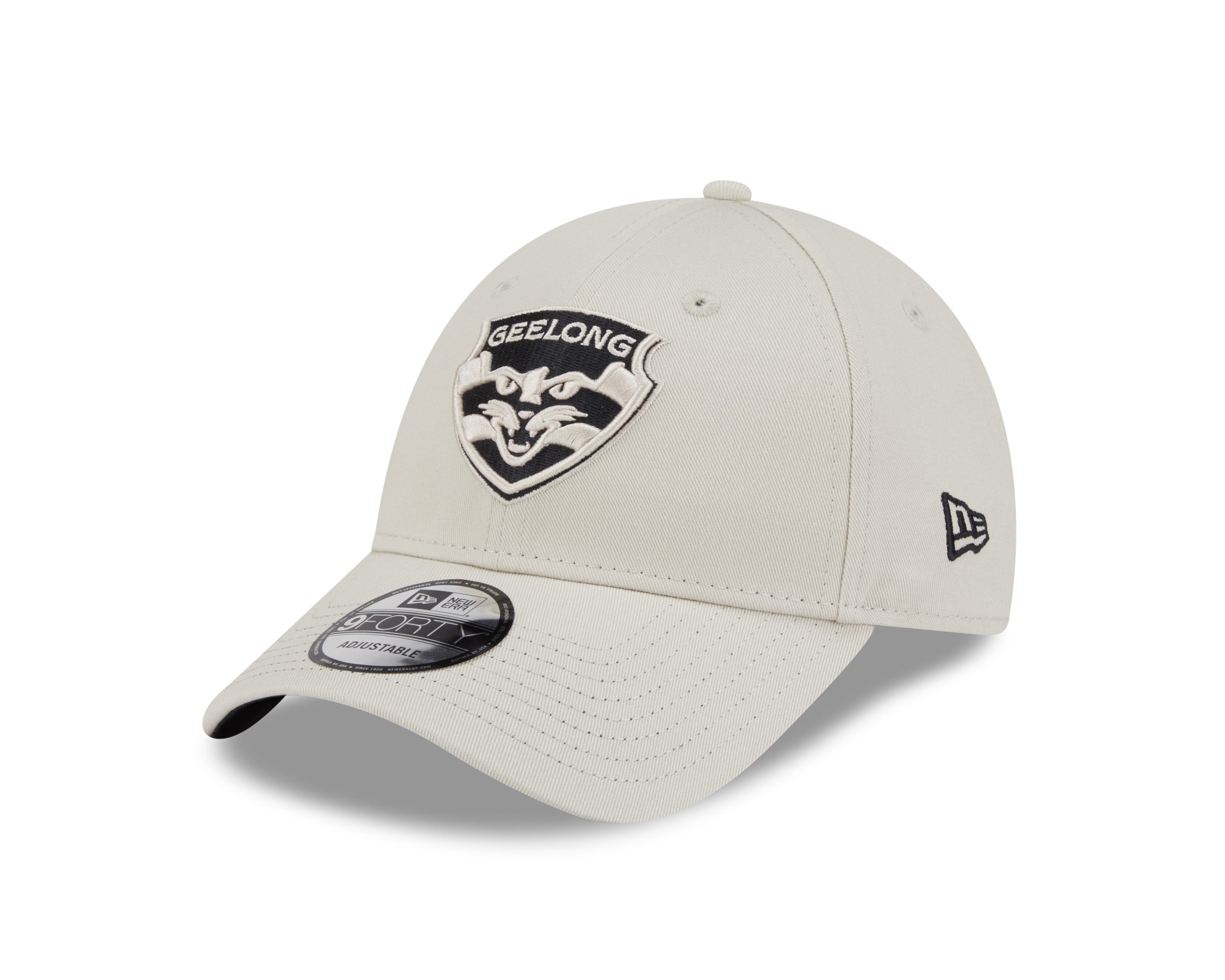 Geelong Cats Hat - Stone Black 9forty AFL Strapback Cap - New Era