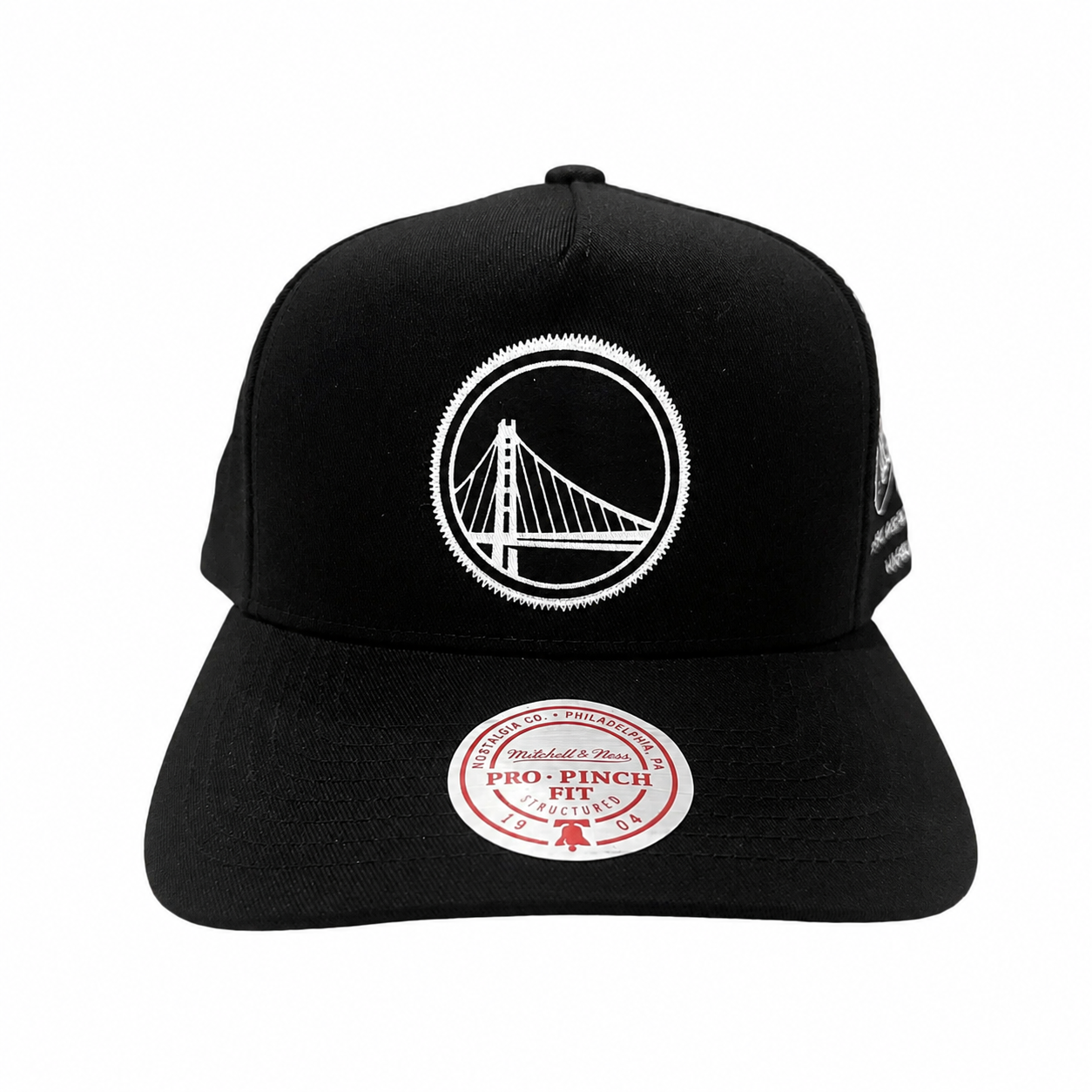 Golden State Warriors Hat - Black Stephen Curry Signature Pro Pinch NBA Basketball Snapback Cap - Mitchell & Ness