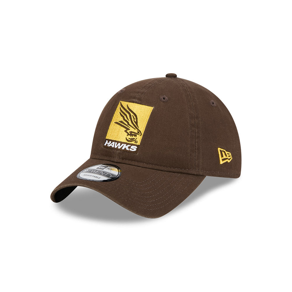 Hawthorn Hawks Hat - AFL 2025 Retro Washed 9Twenty Strapback Cap - New Era