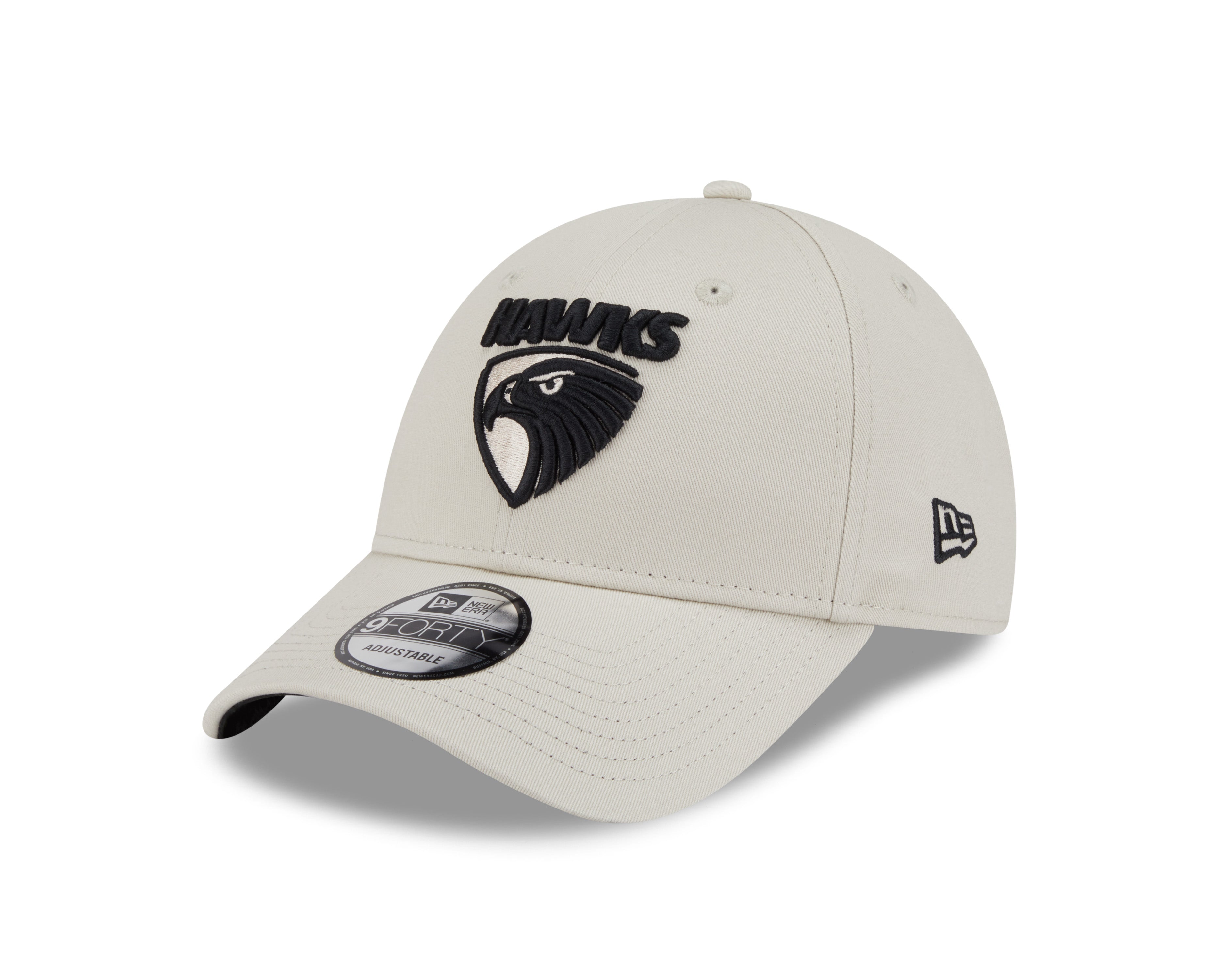 Hawthorn Hawks Hat - Stone Black 9forty AFL Strapback Cap - New Era