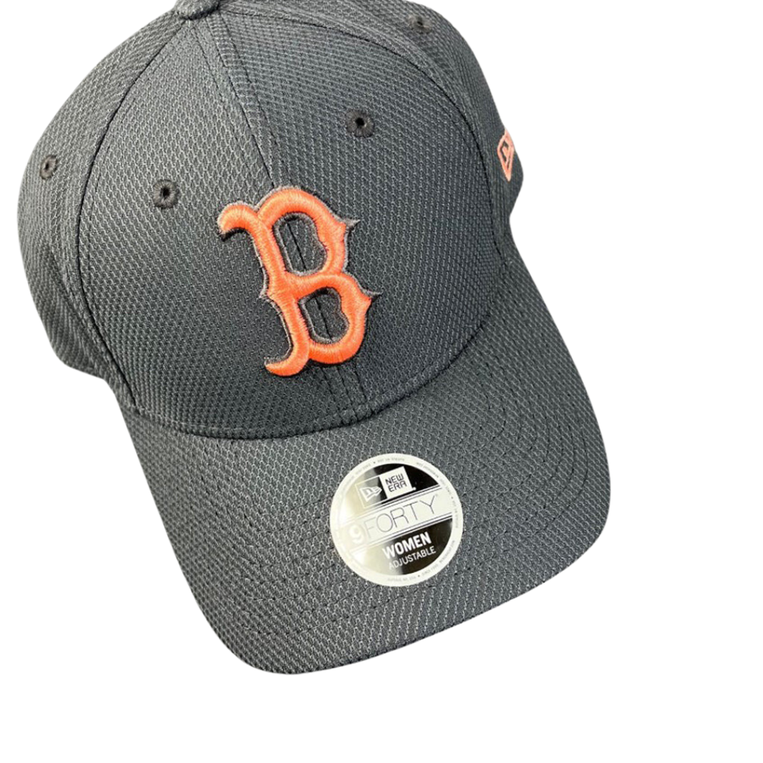 Boston Red Sox Women's Cap - MLB Graphite Peach Logo 9Forty Strapback Hat - New Era