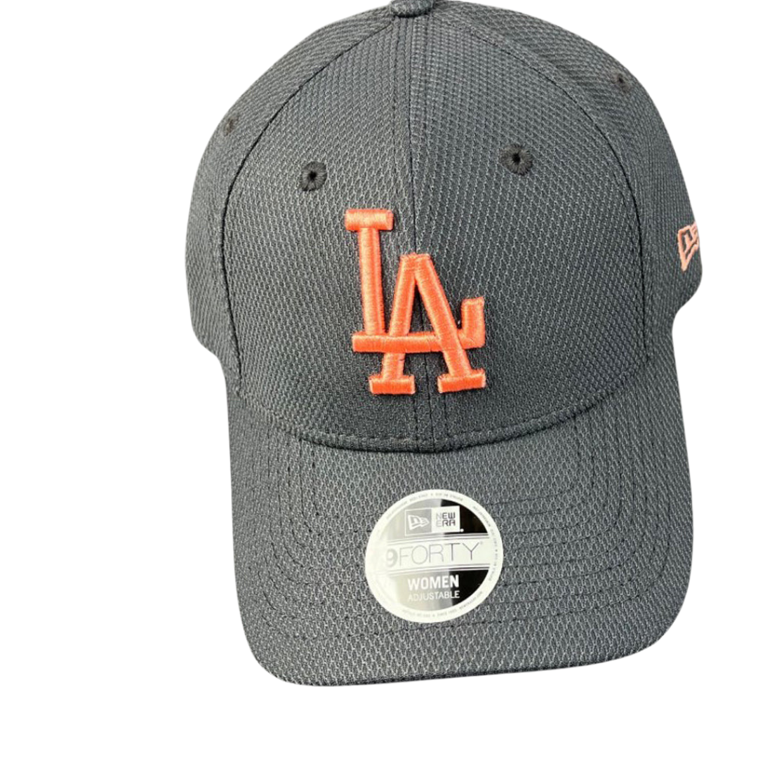 LA Dodgers Women's Cap - Graphite Peach Logo 9Forty MLB Strapback Hat - New Era