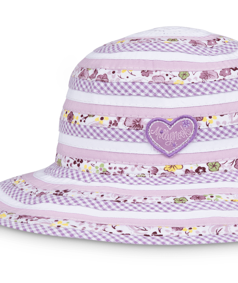 Millymook Floppy Hat - Lilac Purple Flower Pattern Kids - Sweetheart