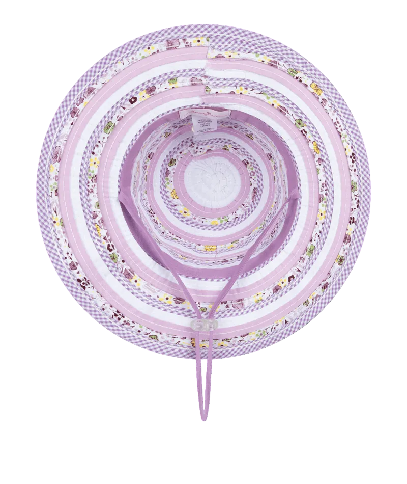 Millymook Floppy Hat - Lilac Purple Flower Pattern Kids - Sweetheart