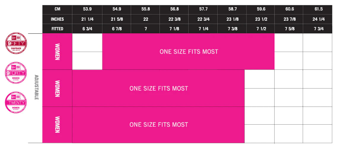 Era Hat 9forty Size Chart Era Hat 22 Inches Fitted Hat Size Size