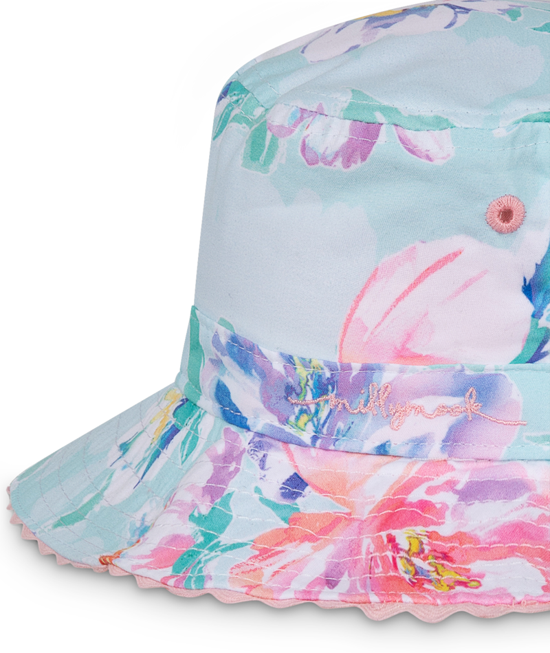 Millymook Baby Girls Bucket Hat - Mint Floral Print - Blush