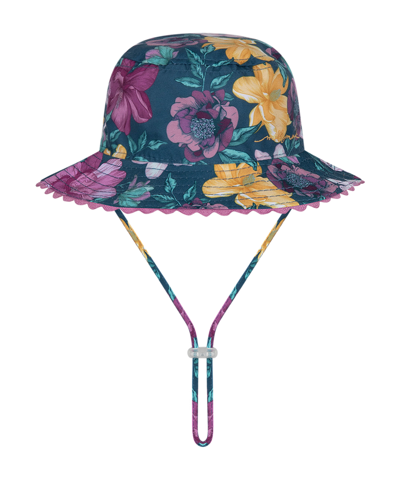 Millymook Baby Girls Bucket Hat - Teal Floral Pattern - Tessa