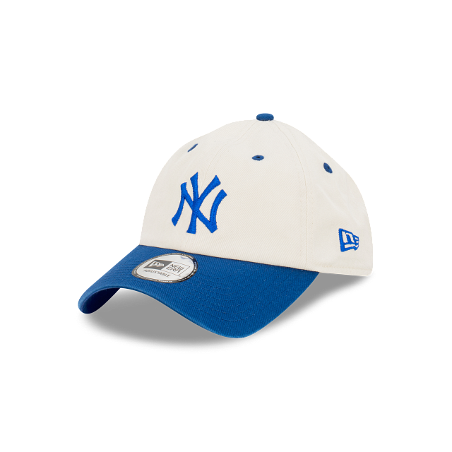 New York Yankees Hat - 2-Tone Blue Chrome White Casual Classic MLB Strapback Cap - New Era