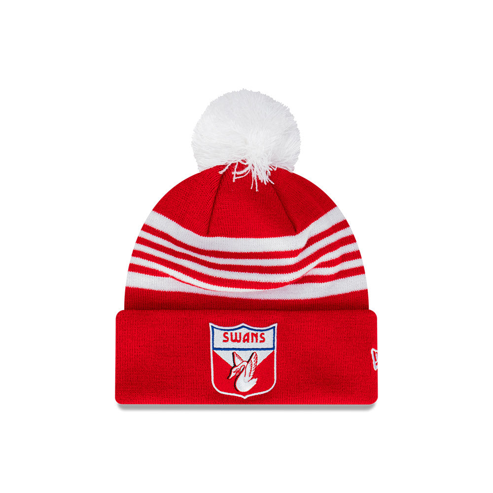 Sydney Swans Beanie - 2024 AFL Official Team Colour Retro Collection Pom Knit - New Era