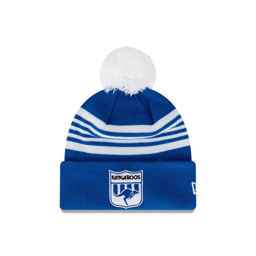 North Melbourne Kangaroos Beanie - 2024 AFL Official Team Colour Retro Collection Pom Knit - New Era