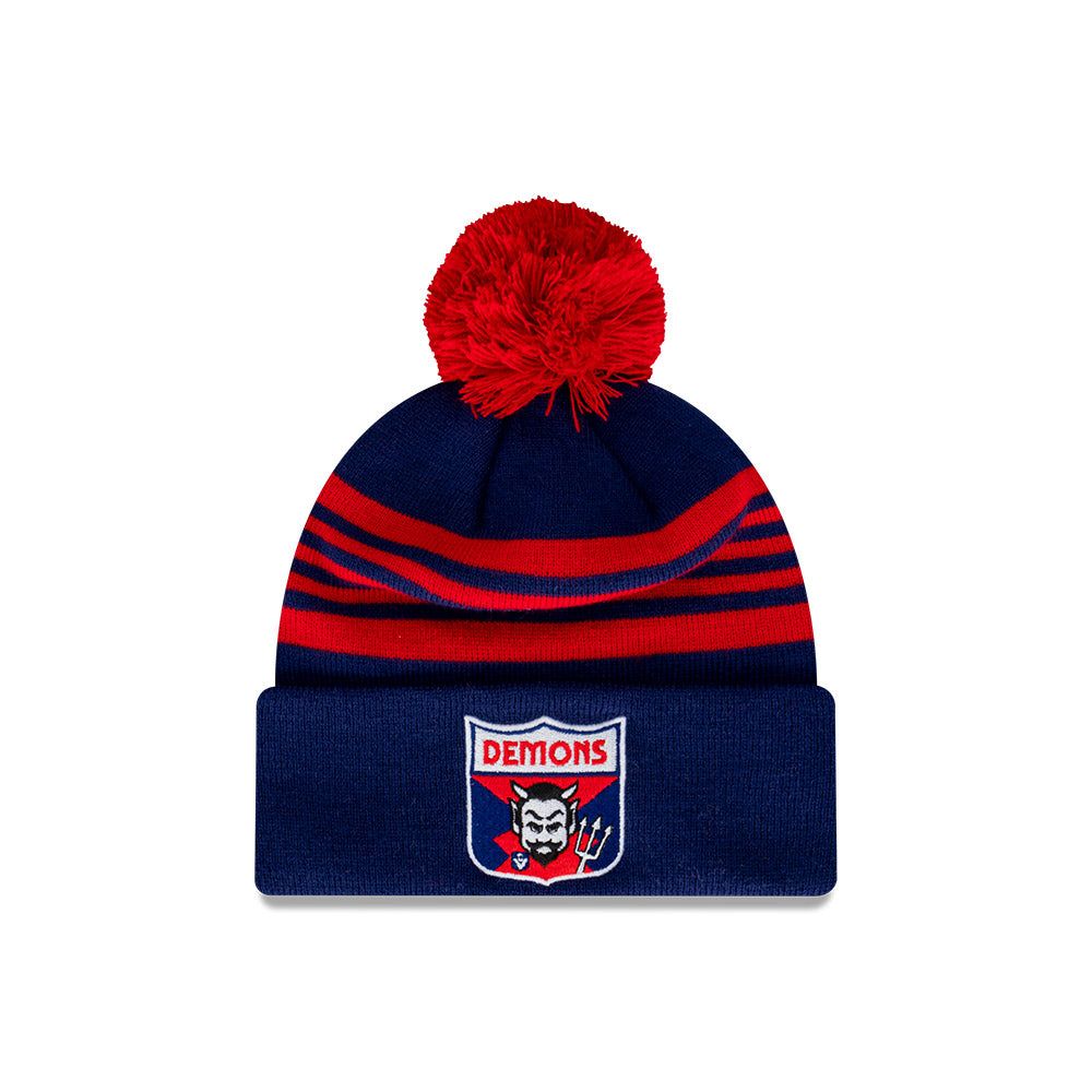 Melbourne Demons Beanie - 2024 AFL Official Team Colour Retro Collection Pom Knit - New Era