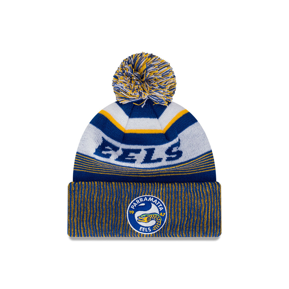 Parramatta Eels Beanie - NRL 2024 Official Team Colour Speed Collection Pom Knit - New Era