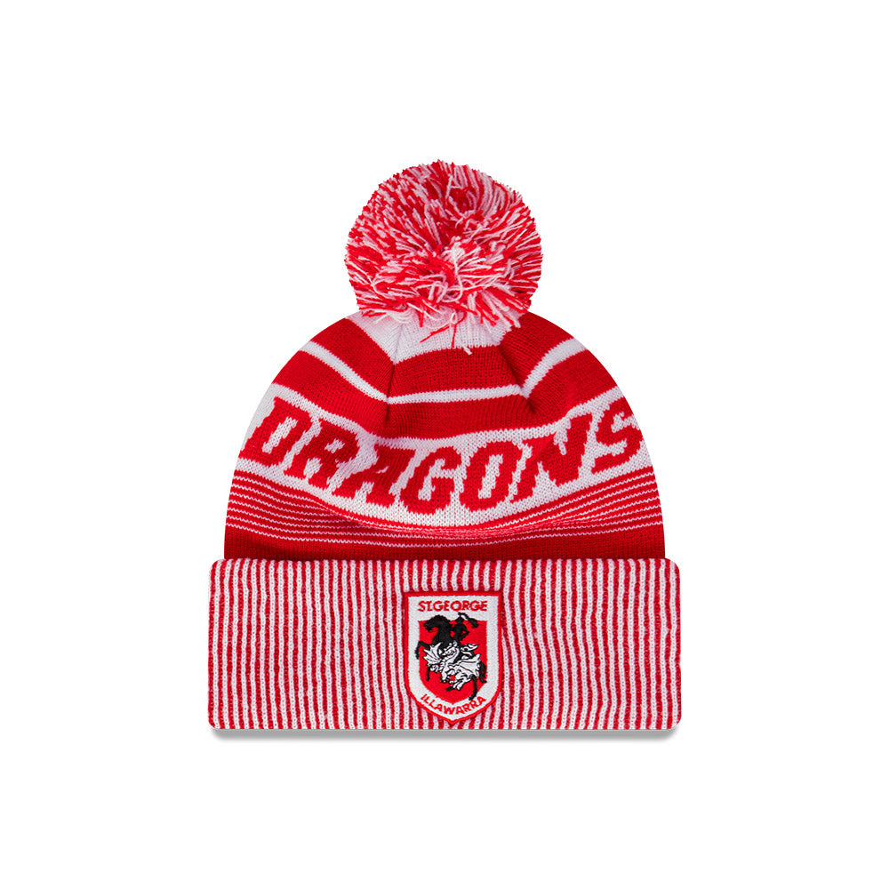 St George Illawarra Dragons Beanie - NRL 2024 Official Team Colour Speed Collection Pom Knit - New Era