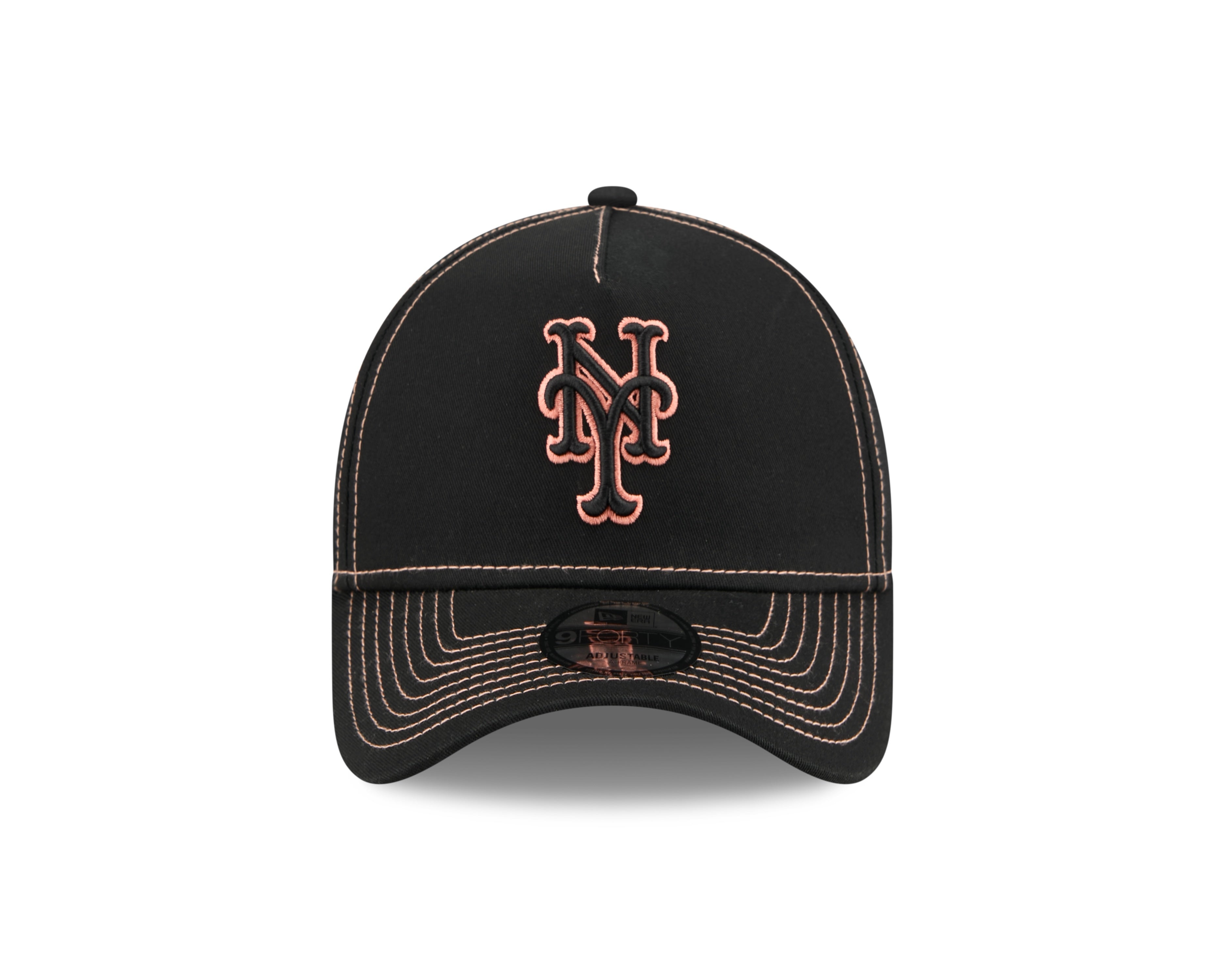New York Mets Hat - Black Colour Contrast 9Forty A-Frame MLB Snapback Cap - New Era