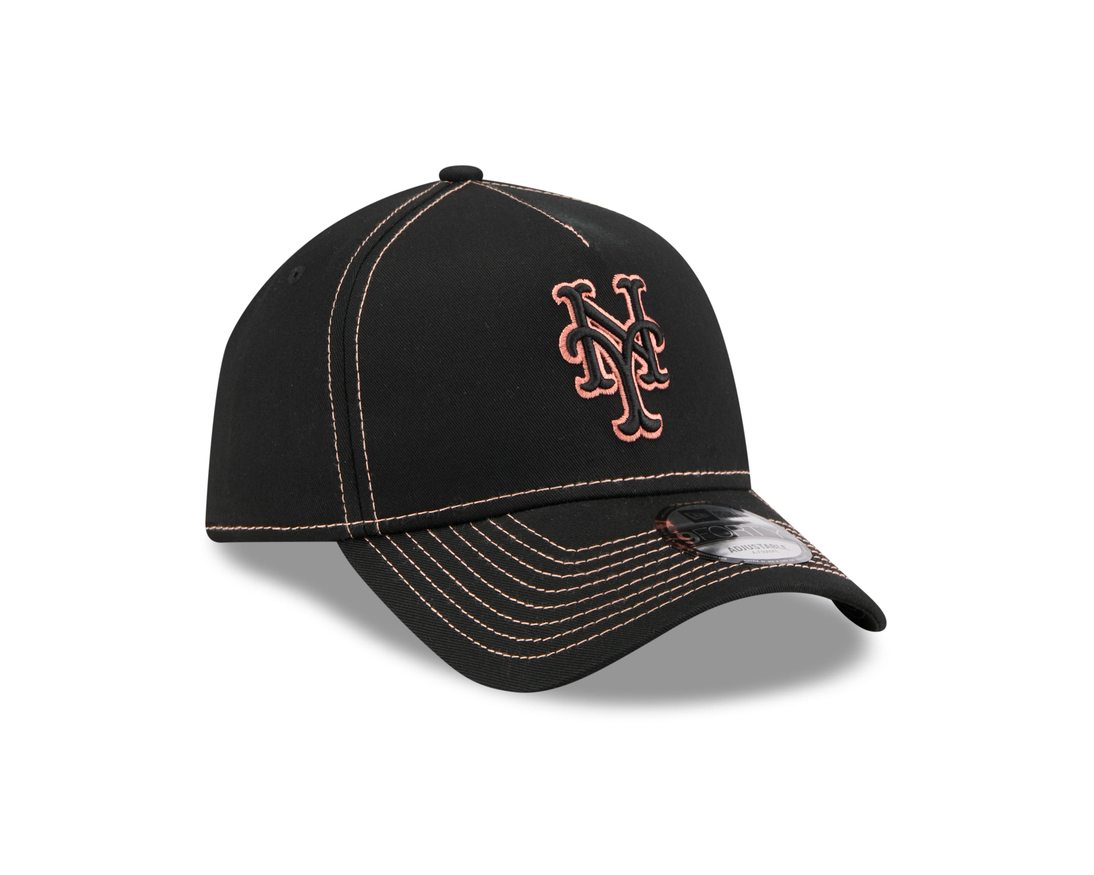 New York Mets Hat - Black Colour Contrast 9Forty A-Frame MLB Snapback Cap - New Era