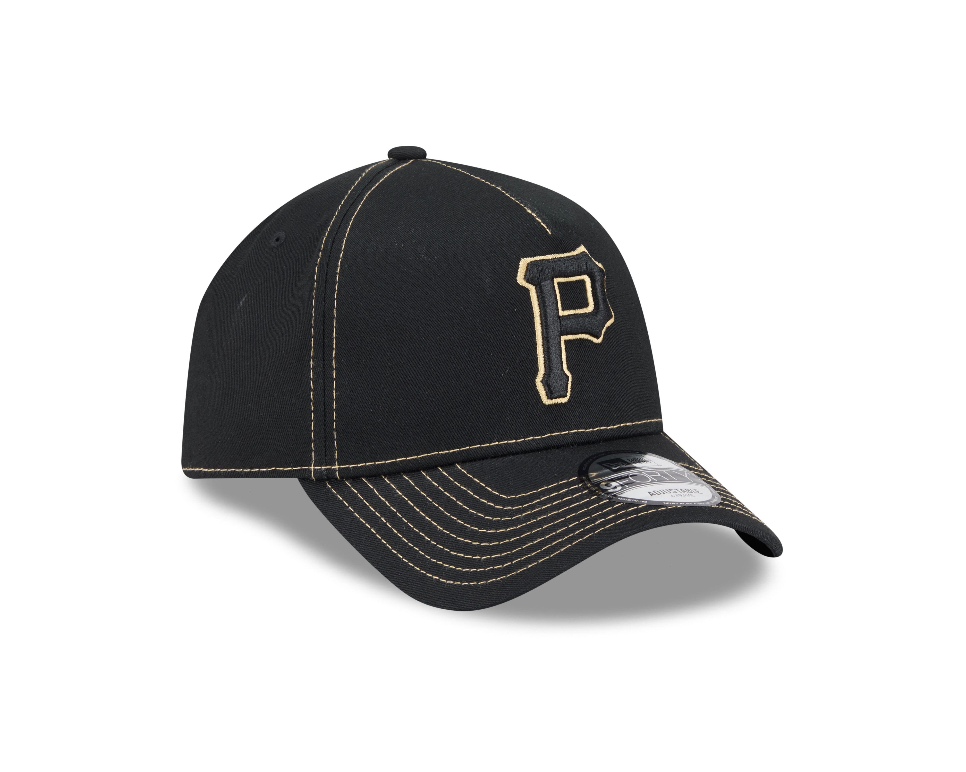 Pittsburgh Pirates Hat - Black Colour Contrast 9Forty A-Frame MLB Snapback Cap - New Era