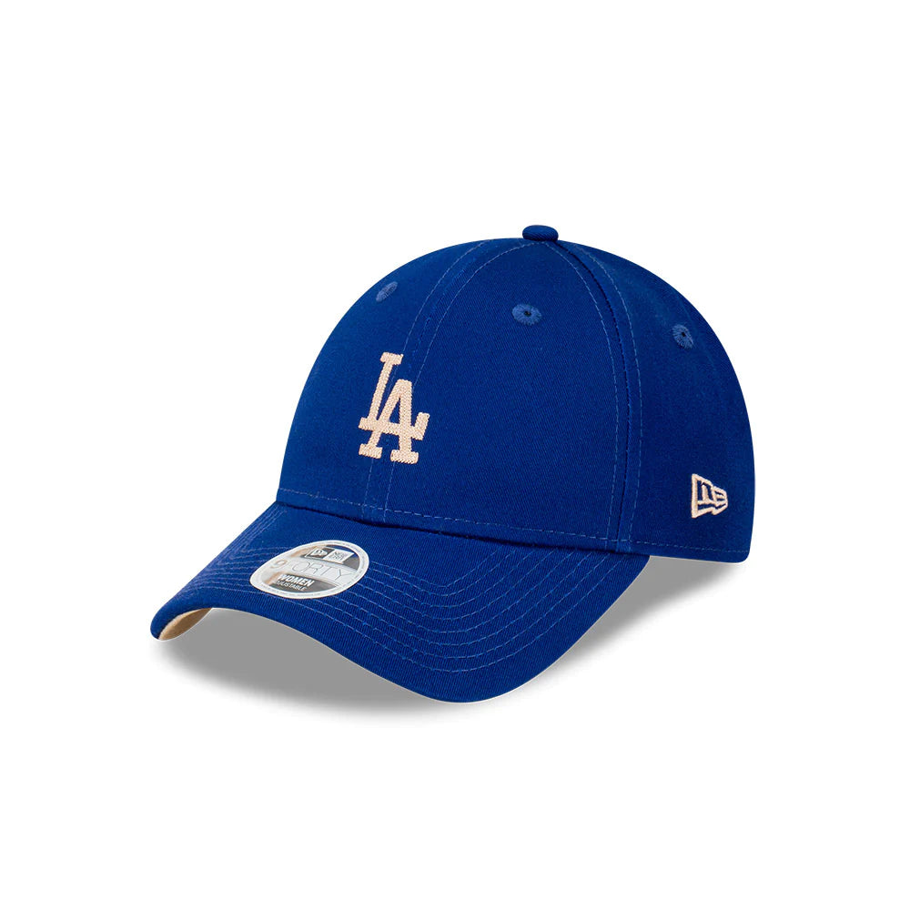 LA Dodgers Women's Cap - Blue Oatmilk Chainstitch 9Forty MLB Strapback Hat - New Era
