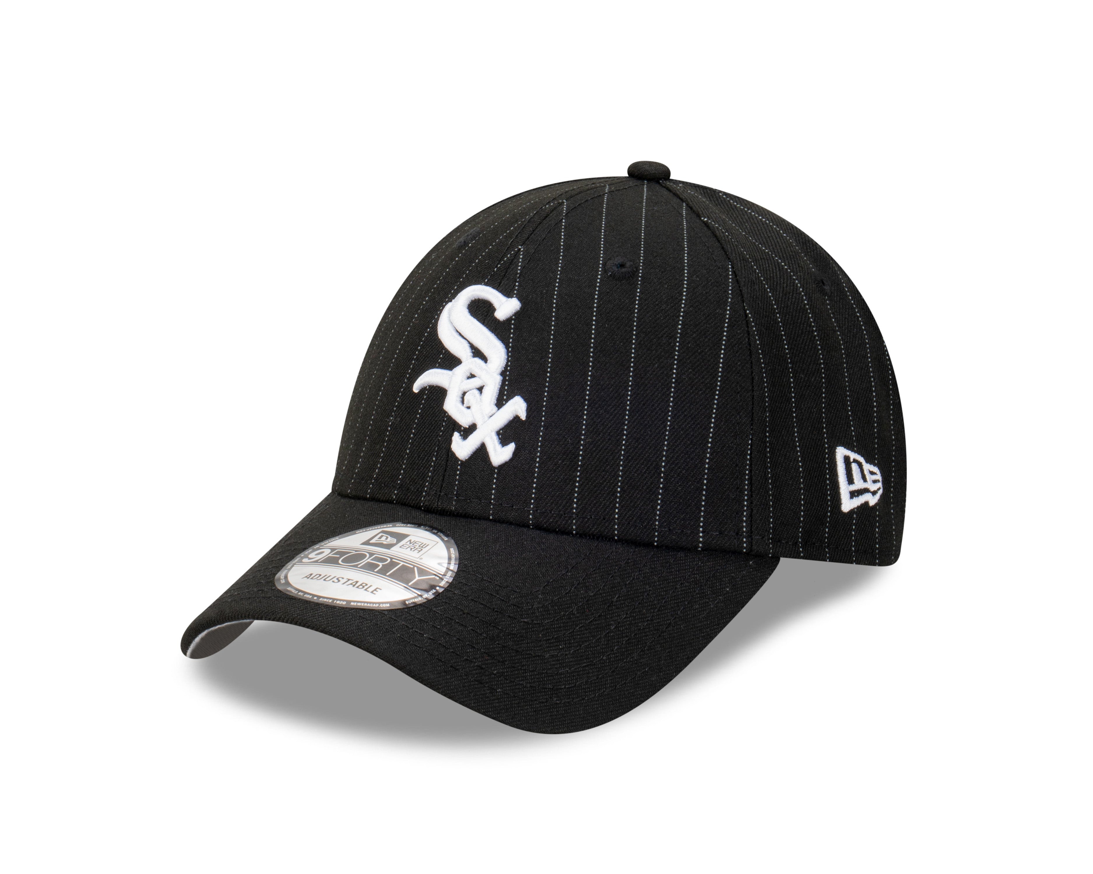 Chicago White Sox Hat - Black Pinstripe 9Forty MLB Snapback Cap - New Era