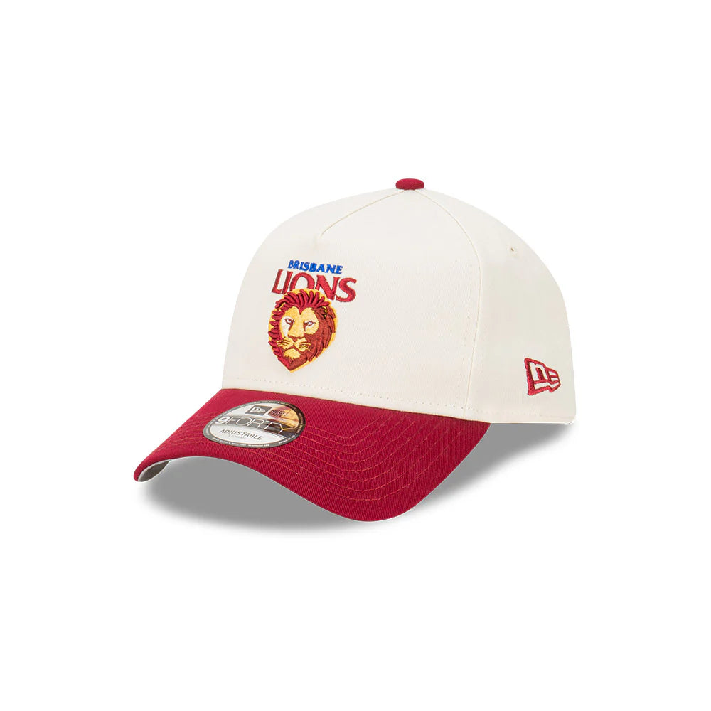 Brisbane Lions Hat - 2-Tone Chrome Maroon 9Forty A-Frame AFL Snapback Cap - New Era